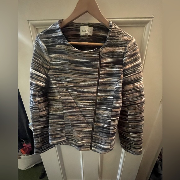 Sabine Tweed Scoop Neck Asymmetrical Zip Blazer Jacket Size M - Picture 10 of 14